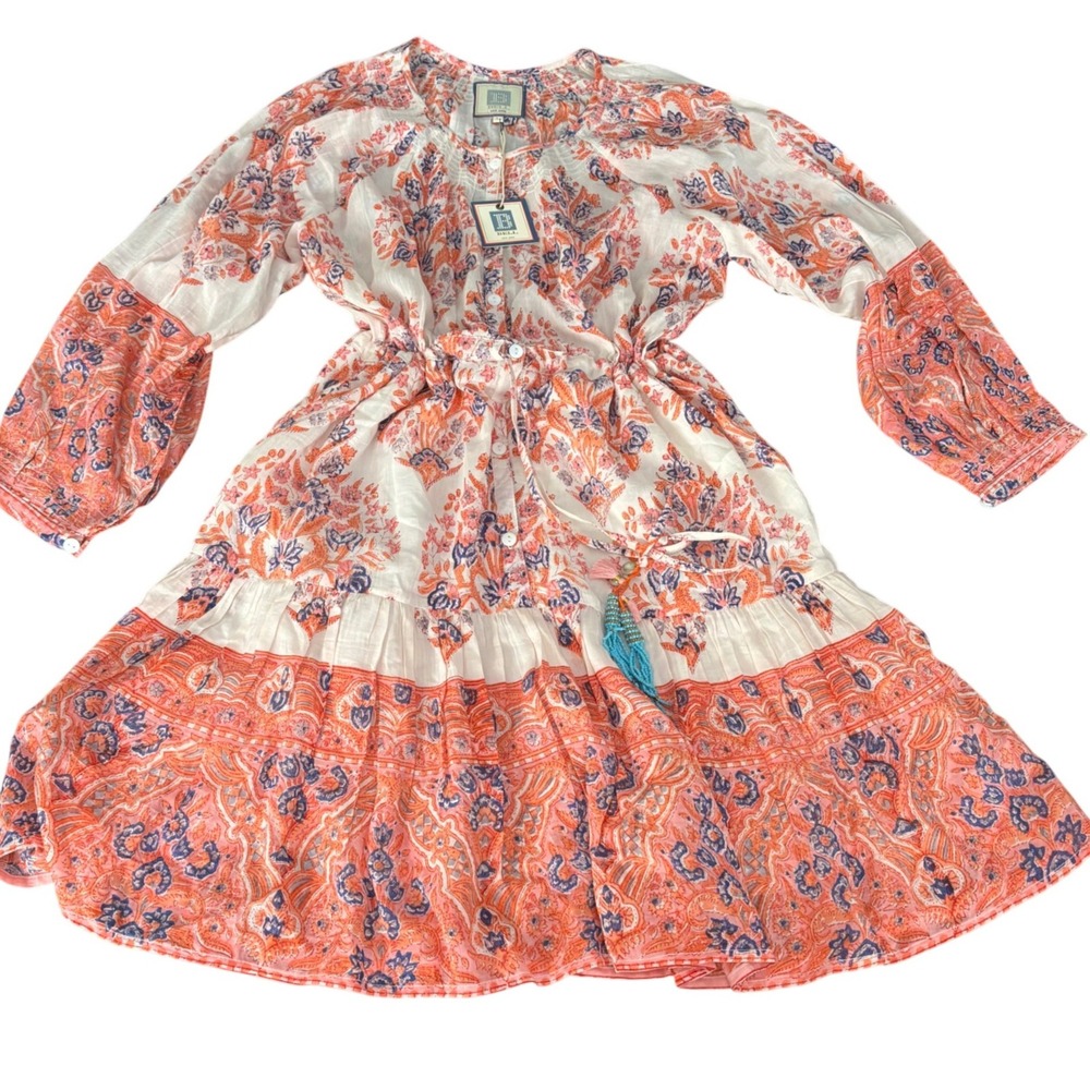 Alicia Bell | NWT | Women's L | Cotton Silk Paisley Print Tassel | Mini Dress